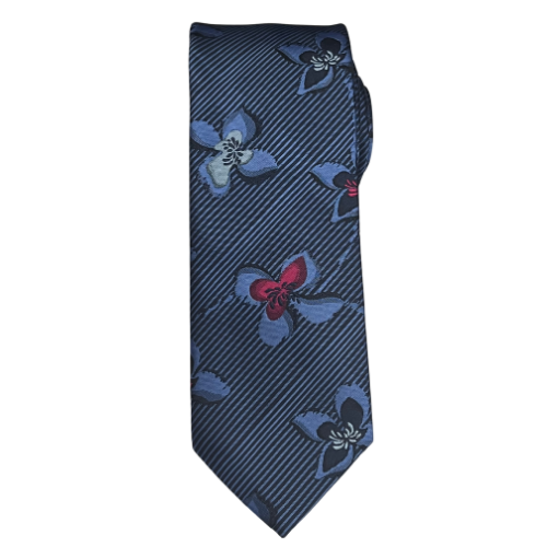 MENS NAVY FLORAL TIE