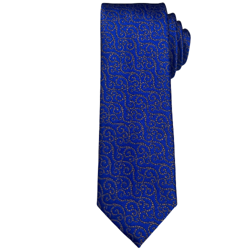 MENS NAVY PAISLEY WITH GOLD TIE