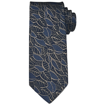 MENS NAVY & GOLD LEAVES TIE