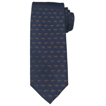 MENS NAVY & GOLD ELEPHANT TIE