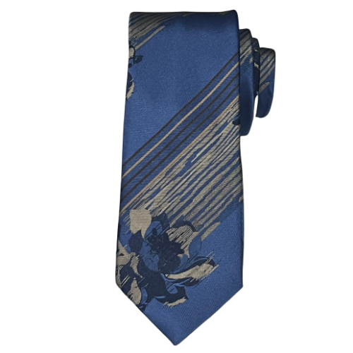 MENS NAVY & GOLD FLORAL TIE