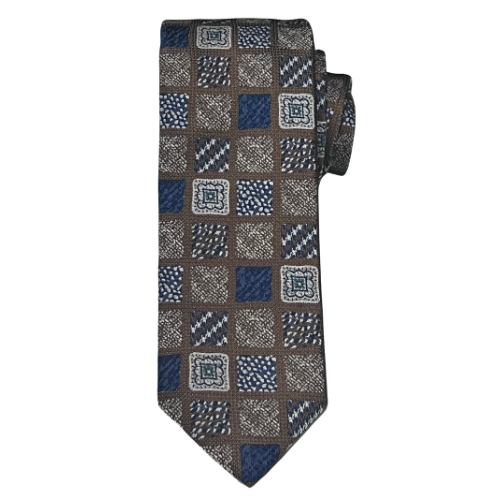 MENS NAVY & BROWN PATTERN TIE