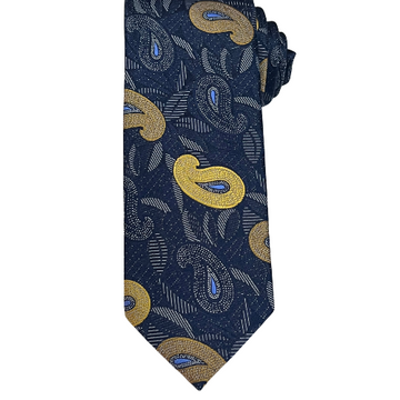 MENS NAVY & YELLOW PAISLEYTIE