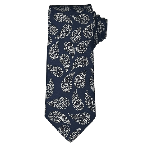 MENS NAVY & GOLD PAISLEY TIE