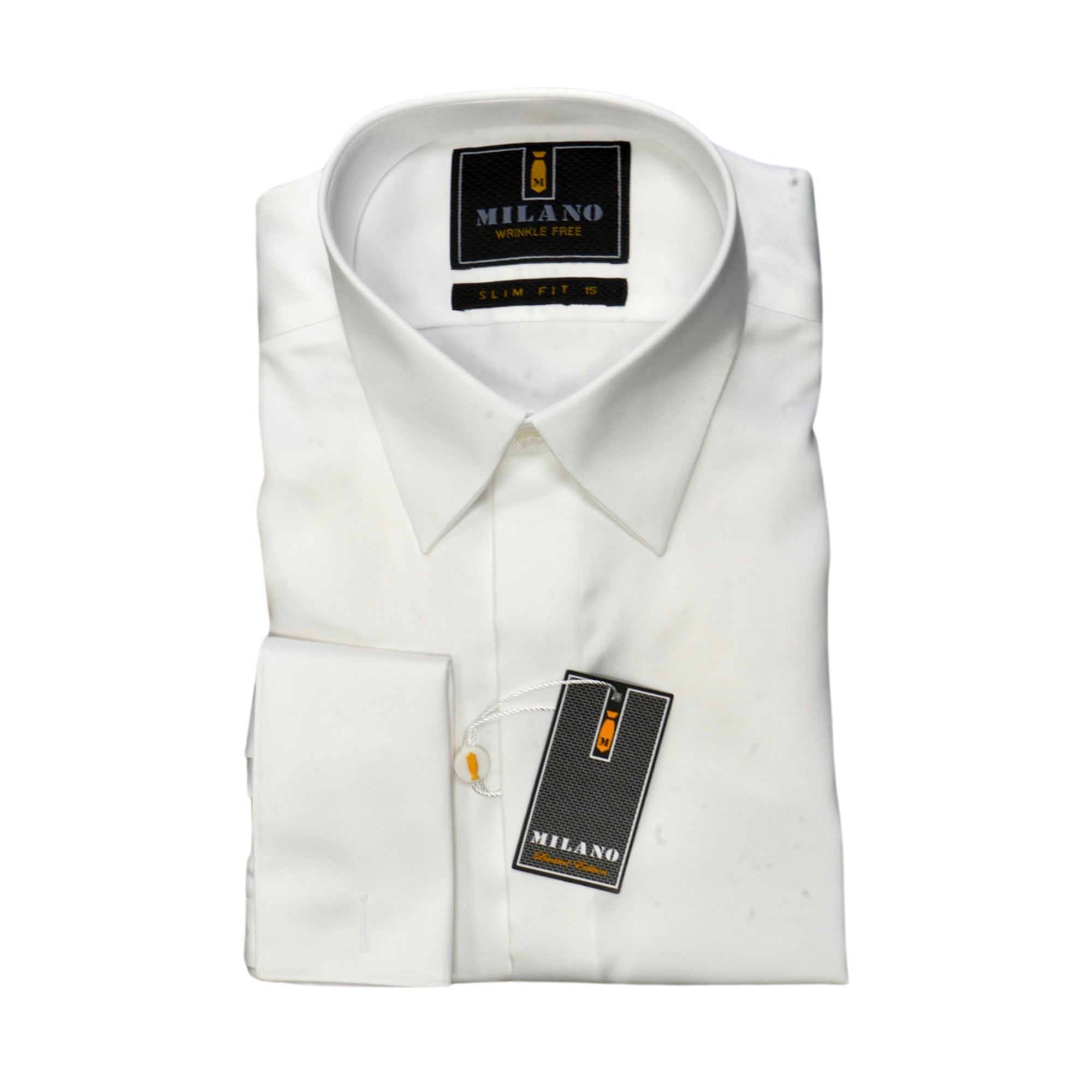 SLIM FIT WHITE SATIN COTTON NON IRON DRESS SHIRT