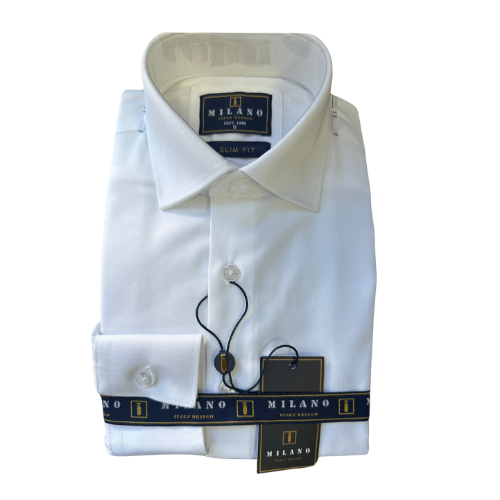 SLIM FIT WHITE COTTON DRESS SHIRT BOYS