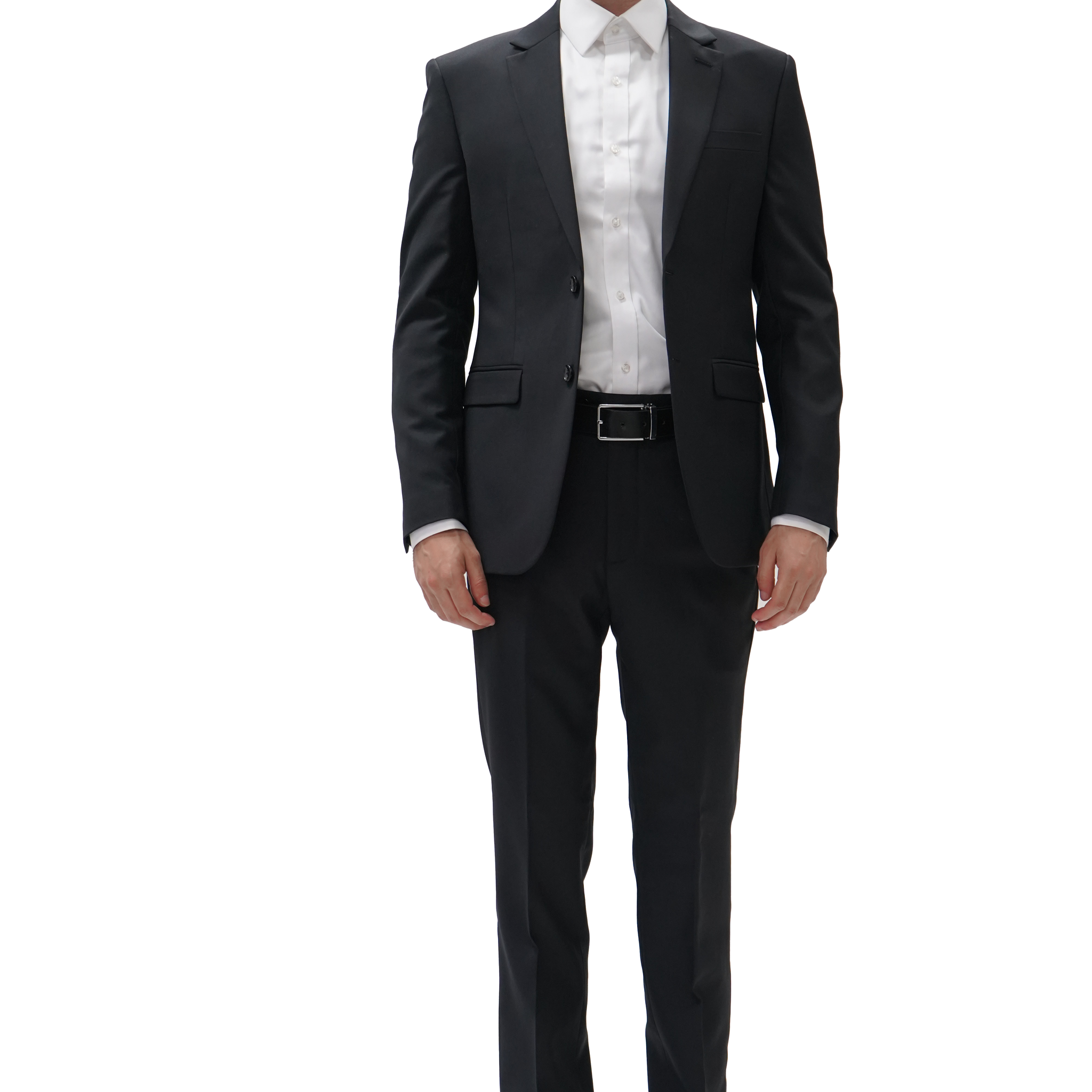 BLACK REGULAR FIT WOOL SUIT