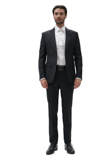 BLACK REGULAR FIT WOOL SUIT