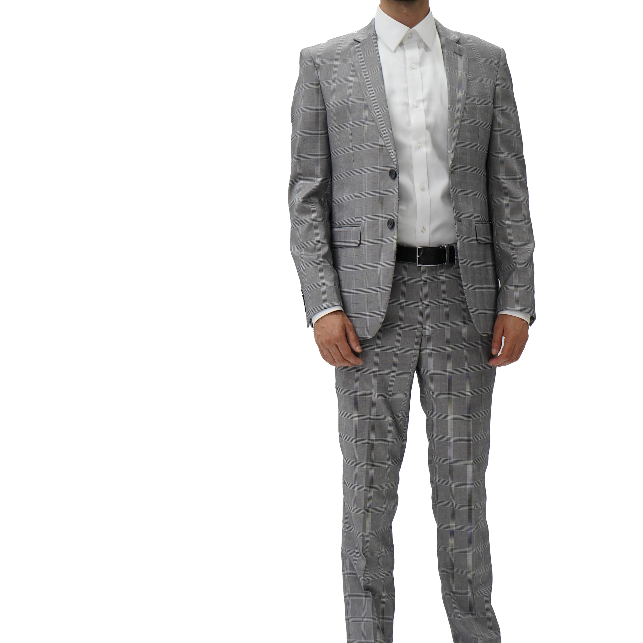 GREY PATTERN SLIM FIT SUIT