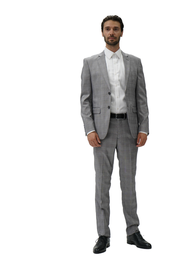 GREY PATTERN SLIM FIT SUIT